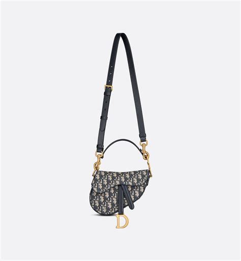 Borsa mini Saddle Jacquard Dior Oblique blu 